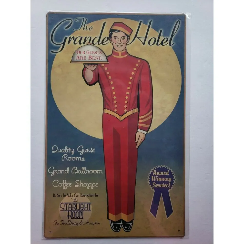 The Grande Hotel 16 x10‎ Ohio Wholesale Inc.Rustic Retro Metal Signs 27976